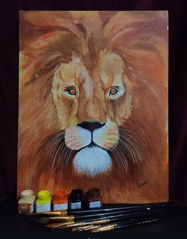 Lion Face Acrylic Painting – 14x18 inches